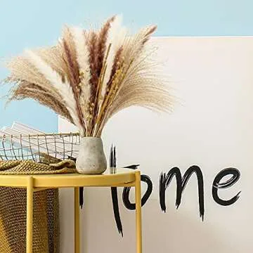 BTOUTKIP 65Pcs Dried Pampas Grass Decor, Faux Tall Pampas Grass Plants, Natural Pampas Grass Arrangement for Wedding and Home Decorations