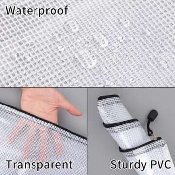 EOOUT 20pcs Mesh Zipper Pouch 8 Sizes Waterproof Zipper Bags, Plastic Travel Pouch for Board Game Travel Storage School Supplies Office Appliances Home Organize