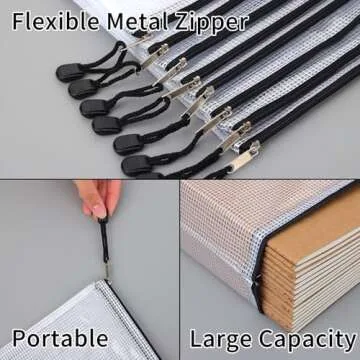 EOOUT 20pcs Mesh Zipper Pouch 8 Sizes Waterproof Zipper Bags, Plastic Travel Pouch for Board Game Travel Storage School Supplies Office Appliances Home Organize