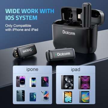 Datarm 2 Pack Wireless Lavalier Microphone for iPhone iPad - Clear Sound Cordless Mini Microphone for Interview Video Recording, TikTok, Facebook Live, YouTube