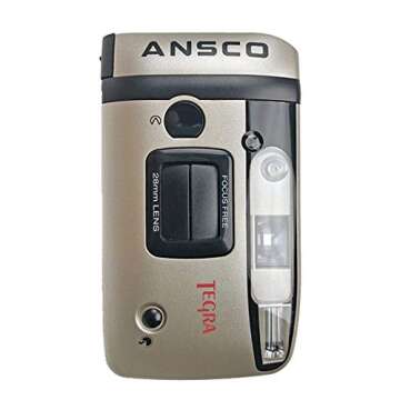 Ansco 35mm Film Camera Compact Point & Shoot Flash Panorama Focus Free Vintage (Gold)