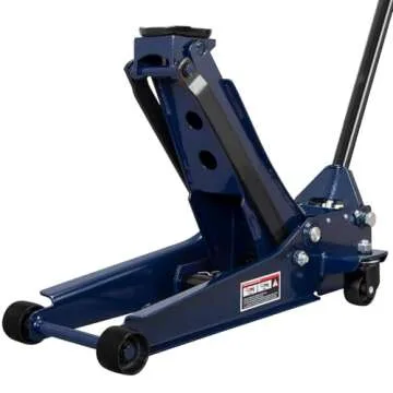 TCE ATZ830026XU-2 Ultra Low Profile Floor Jack: Heavy Duty Hydraulic Steel Service Jack with Dual Piston Quick Lift Pump and Detachable Handle, 6,000 LBS Capacity (3 Ton), Blue