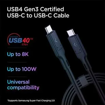 Spigen [USB-IF Certified USB 4 Cable 2.6ft for Thunderbolt 4 3 Cable,100W Charging 40Gbps Data Trans...