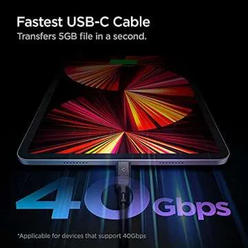 Spigen [USB-IF Certified USB 4 Cable 2.6ft for Thunderbolt 4 3 Cable,100W Charging 40Gbps Data Transfer 8K Video Type C for MacBook iPad M2 M1 Pro Air Galaxy S23 S22 Ultra Plus Mac Mini External SSD