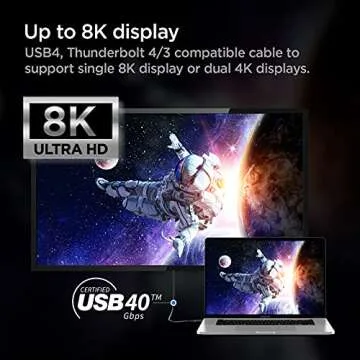 Spigen [USB-IF Certified USB 4 Cable 2.6ft for Thunderbolt 4 3 Cable,100W Charging 40Gbps Data Transfer 8K Video Type C for MacBook iPad M2 M1 Pro Air Galaxy S23 S22 Ultra Plus Mac Mini External SSD