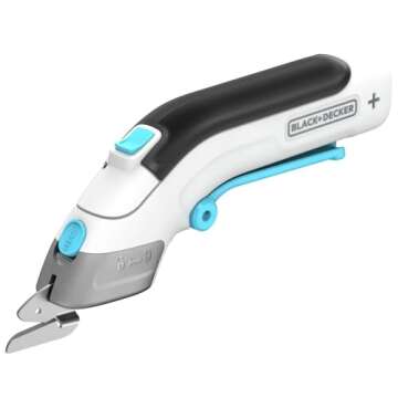BLACK+DECKER 4V MAX Electric Fabric Scissors, Cordless, USB Rechargeable (BCSC115FF), White