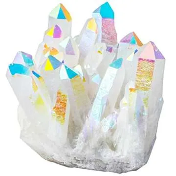 Rockcloud Healing Stone Titanium Coated AB Crystal Cluster Geode Druzy Home Decoration Gemstone Spec...
