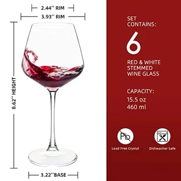 Elegant UMI UMIZILI Wine Glass Set - 15.5oz, Set of 6