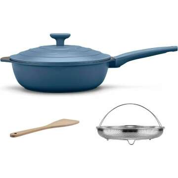 12-Inch Nonstick Skillet with Lid & Strainer Rack