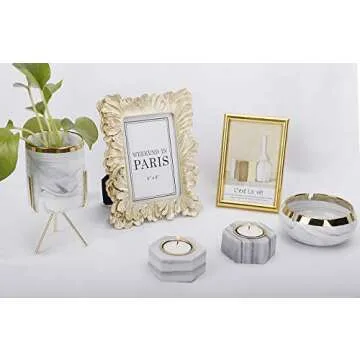 JAZPlayer 4x6 Picture Frame, Vintage Photo Frame Pale Gold Décor with Deluxe Floral Design (Floral ...