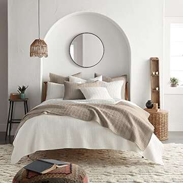 Levtex Home - Mills Waffle - Full/Queen Quilt Set - Taupe Cotton Waffle - Quilt Size (88 x 92in.), S...