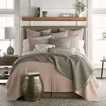 Levtex Home - Mills Waffle - Full/Queen Quilt Set - Taupe Cotton Waffle - Quilt Size (88 x 92in.), Sham Size (26 x 20in.)