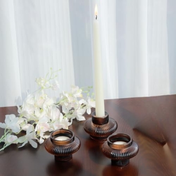 VOHO Brown Candlestick Holders Set of 6 for Any Occasion