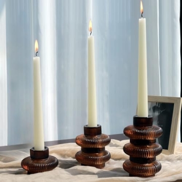 VOHO Brown Candlestick Holders Set of 6 for Any Occasion