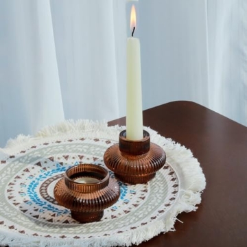VOHO Brown Candlestick Holders Set of 6 for Any Occasion