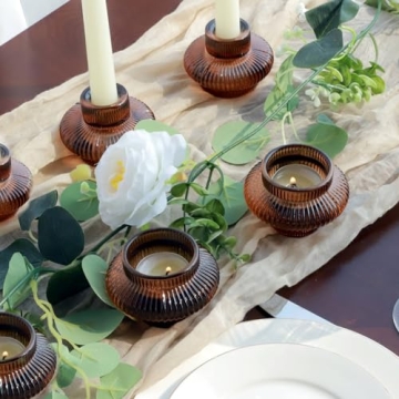 VOHO Brown Candlestick Holders Set of 6 for Any Occasion