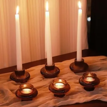 VOHO Brown Candlestick Holders Set of 6 for Any Occasion