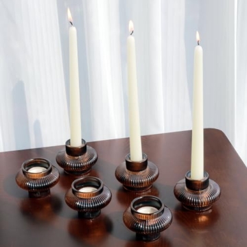 VOHO Brown Candlestick Holders Set of 6 for Any Occasion