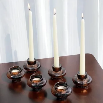 VOHO Brown Candlestick Holders Set of 6 for Any Occasion