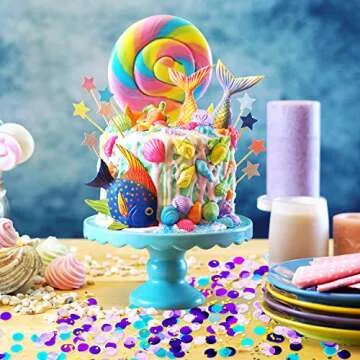 TecUnite Round Tissue Paper Table Confetti Dots for Wedding Birthday Party Decoration, 1.76 oz(Purple Teal Confetti,2.5 cm)