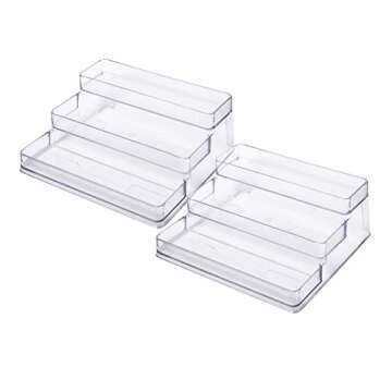 SIMPLEMADE 3-Tier Spice Rack Organizer - Versatile Storage Shelf for Kitchen, Bathroom, Bedroom & Office, Set of 2, Clear