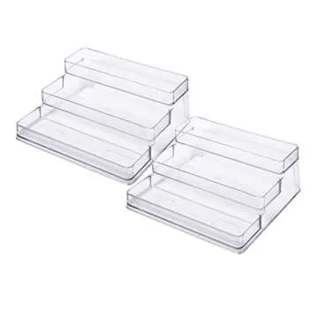 SIMPLEMADE 3-Tier Spice Rack Organizer - Versatile Storage Shelf for Kitchen, Bathroom, Bedroom & Office, Set of 2, Clear