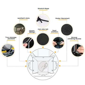 njnj Dog Car Seat Cover for Back Seat - Waterproof Dog Half Hammock for Cars,Scratchproof Pet Backseat Protector,Perdurable,Non-Slip Booster Seat for Small,Medium and Large Dogs