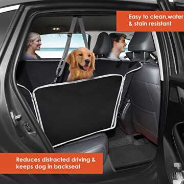 njnj Dog Car Seat Cover for Back Seat - Waterproof Dog Half Hammock for Cars,Scratchproof Pet Backseat Protector,Perdurable,Non-Slip Booster Seat for Small,Medium and Large Dogs