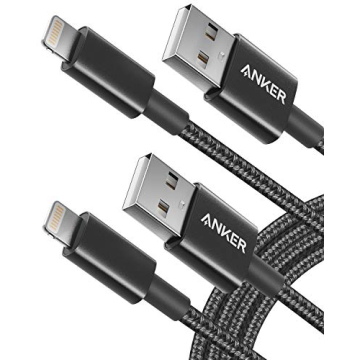 Anker USB A to Lightning Cable(6FT, 2Pack), MFi Certified Nylon USB to Lightning Cord for iPhone 14/13/12/11 Pro/11/XS MAX/XR/8/7/6s Plus Cable(Black)