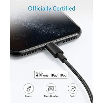 Anker USB A to Lightning Cable(6FT, 2Pack), MFi Certified Nylon USB to Lightning Cord for iPhone 14/13/12/11 Pro/11/XS MAX/XR/8/7/6s Plus Cable(Black)