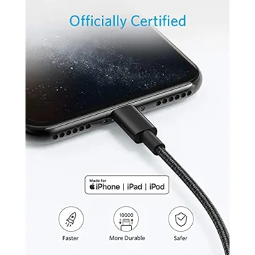 Anker USB A to Lightning Cable(6FT, 2Pack), MFi Certified Nylon USB to Lightning Cord for iPhone 14/13/12/11 Pro/11/XS MAX/XR/8/7/6s Plus Cable(Black)