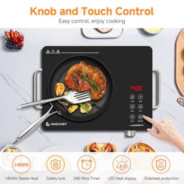 AMZCHEF 1400W Electric Cooktop for RVs and Apartments