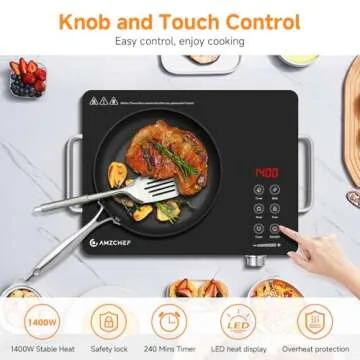 AMZCHEF 1400W Electric Cooktop for RVs and Apartments