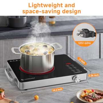 AMZCHEF 1400W Electric Cooktop for RVs and Apartments
