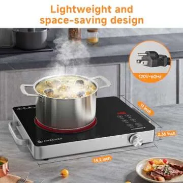 AMZCHEF 1400W Electric Cooktop for RVs and Apartments