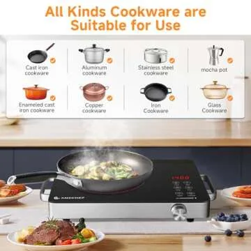 AMZCHEF 1400W Electric Cooktop for RVs and Apartments