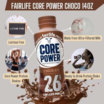 Worldwide Nutrition Bundle: Core Power Fairlife 26g Protein Milk Shakes - Ready To Drink for Workout Recovery - Chocolate Flavor, 14 Fl Oz (Pack of 12) and Multi-Purpose Key Chain