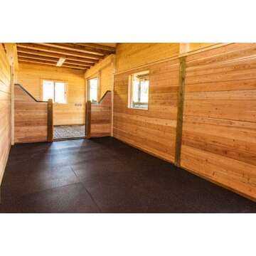 American Floor Mats - Horse/Stable Mats - Heavy Duty Stall Mats - Thick, Durable Rubber Flooring Solid Black 1/2" Thick - 4' x 6' Mat