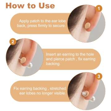 HINZIC 300pcs Earring Support Patches, Self-Adhesive Waterproof Earring Backs Earlobe Lifter, Non-Irritating Ear Lobe Lifting Pad Stickers Replacement for Supporting Heavy Earrings Studs Brooches