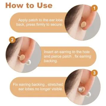 HINZIC 300pcs Earring Support Patches, Self-Adhesive Waterproof Earring Backs Earlobe Lifter, Non-Irritating Ear Lobe Lifting Pad Stickers Replacement for Supporting Heavy Earrings Studs Brooches