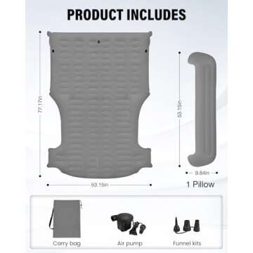 Shademax for Car Air Mattress Tesla Model Y 2023 2022 2021 2020 Inflatable Outdoor Camping Air Bed Portable Air Couch Mat Flocking Surface Air Cushion with Air Pump Model Y Accessories Xmas Gifts