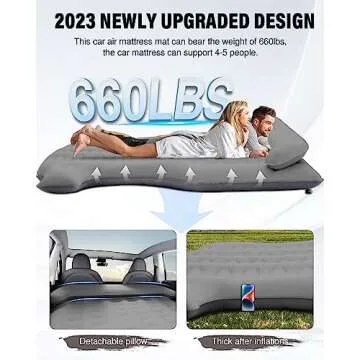 Shademax for Car Air Mattress Tesla Model Y 2023 2022 2021 2020 Inflatable Outdoor Camping Air Bed Portable Air Couch Mat Flocking Surface Air Cushion with Air Pump Model Y Accessories Xmas Gifts