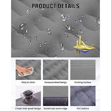 Shademax for Car Air Mattress Tesla Model Y 2023 2022 2021 2020 Inflatable Outdoor Camping Air Bed Portable Air Couch Mat Flocking Surface Air Cushion with Air Pump Model Y Accessories Xmas Gifts