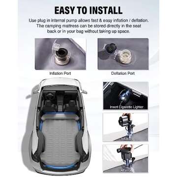 Shademax for Car Air Mattress Tesla Model Y 2023 2022 2021 2020 Inflatable Outdoor Camping Air Bed Portable Air Couch Mat Flocking Surface Air Cushion with Air Pump Model Y Accessories Xmas Gifts