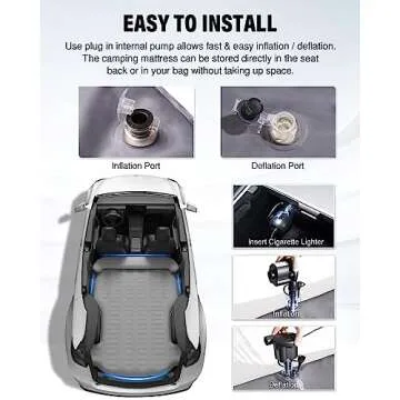 Shademax for Car Air Mattress Tesla Model Y 2023 2022 2021 2020 Inflatable Outdoor Camping Air Bed Portable Air Couch Mat Flocking Surface Air Cushion with Air Pump Model Y Accessories Xmas Gifts