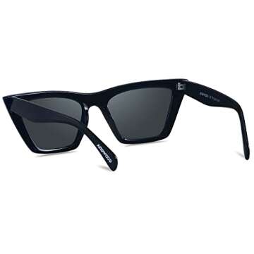 ANDWOOD Cat Eye Sunglasses for Women Cateye Frames Fashion Vintage Square Classic Retro Sun Glasses ...