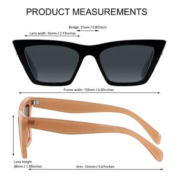 ANDWOOD Cat Eye Sunglasses for Women Cateye Frames Fashion Vintage Square Classic Retro Sun Glasses Brown Coffee Shades