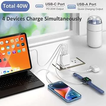 [2 Pack] USB C Wall Charger, Costyle 40W 4 Port Fast USB C Charger Block, Dual PD Power Adapter+QC Wall Plug Multiport Type C Charging Block Brick for iPhone 15 14 13 12 11 Pro Max XS iPad Samsung