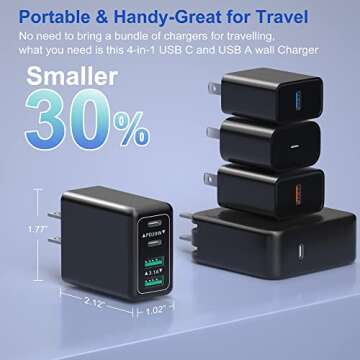 [2 Pack] USB C Wall Charger, Costyle 40W 4 Port Fast USB C Charger Block, Dual PD Power Adapter+QC Wall Plug Multiport Type C Charging Block Brick for iPhone 15 14 13 12 11 Pro Max XS iPad Samsung