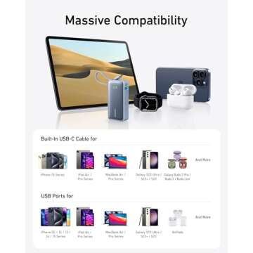 Anker Nano Power Bank, 10,000mAh Portable Charger with Built-in USB-C Cable, 30W Recharging, 30W Max Output with 1 USB-C, 1 USB-A, for iPhone 16/15 Series, MacBook, Galaxy, AirPods, and More
